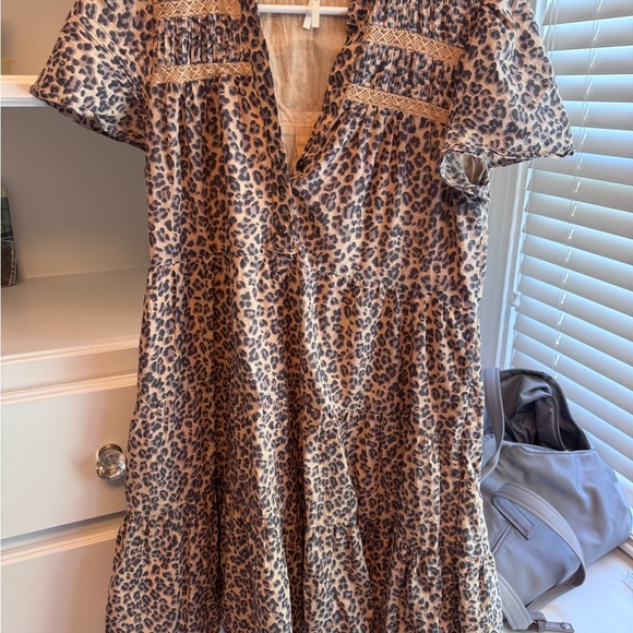 Anthropologie leopard print xs Georgina Tiered dress. Like new. - Picture 5 of 6